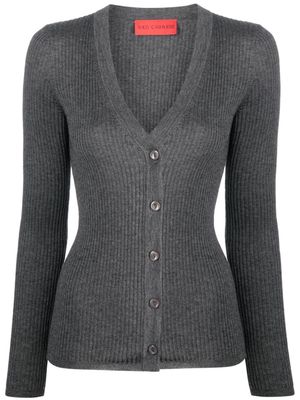 Wild Cashmere Cloe ribbed-knit V-neck cardigan - Grey