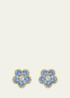 Wild Child 18k Yellow Gold Sapphire & Diamond Stud Earrings