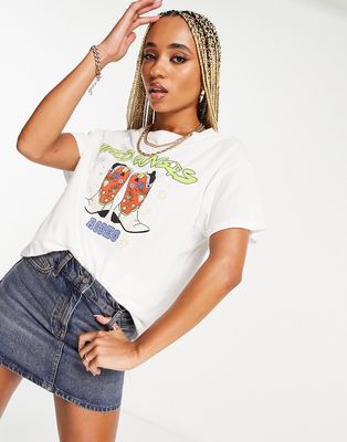 Wild Lovers oversized rodeo motif tee in white