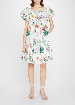 Wildflower Printed Tie-Front Mini Dress