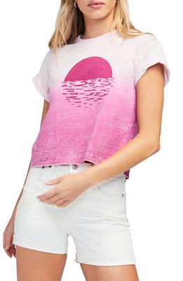 Wildfox Bahama Bay Sunset Graphic Tee in Fuchsia Ombre
