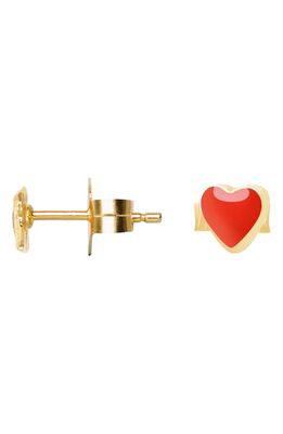 Wilhelmina Garcia Tiny Heart Stud Earrings in Red