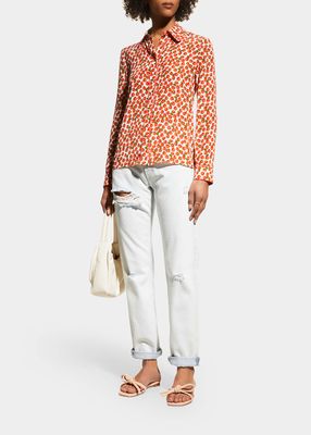 Willa Strawberry Printed Button-Front Shirt