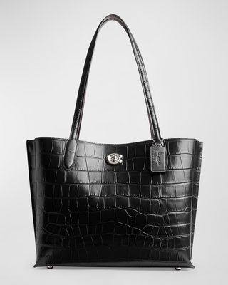 Willow Croc-Embossed Leather Tote Bag