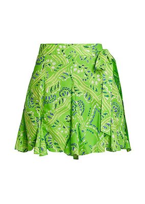 Willow Paisley Cotton Wrap Miniskirt