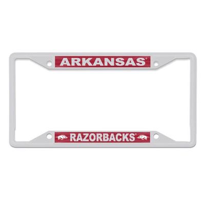 WINCRAFT Arkansas Razorbacks Chrome Colored License Plate Frame in White