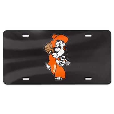 WinCraft Black Oklahoma State Cowboys Baseball Pete Wind Up Laser Cut Acrylic License Plate
