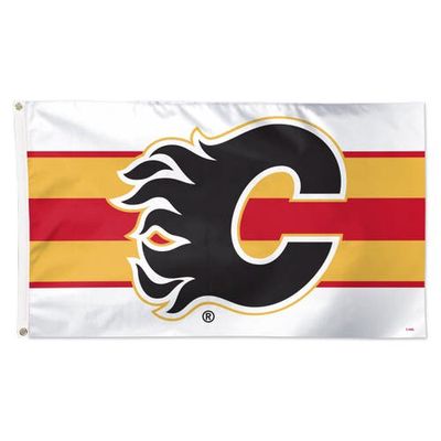 WINCRAFT Calgary Flames 3' x 5' Horizontal Stripe Deluxe Single-Sided Flag in White