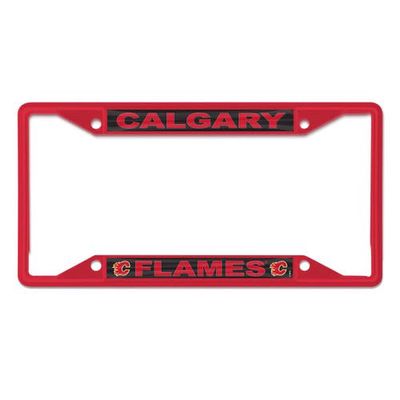 WINCRAFT Calgary Flames Chrome Color License Plate Frame in Red