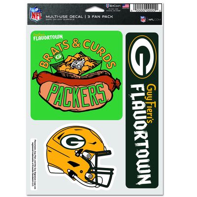 WinCraft Green Bay Packers NFL x Guy Fieri’s Flavortown 5.5'' x 7.75'' Three-Pack Fan Decal Set