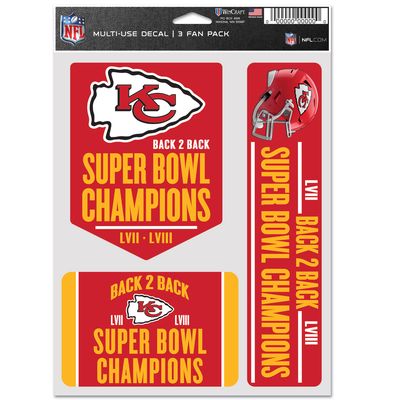 WinCraft Kansas City Chiefs Back-To-Back Super Bowl Champions Three-Pack Fan Decal Set