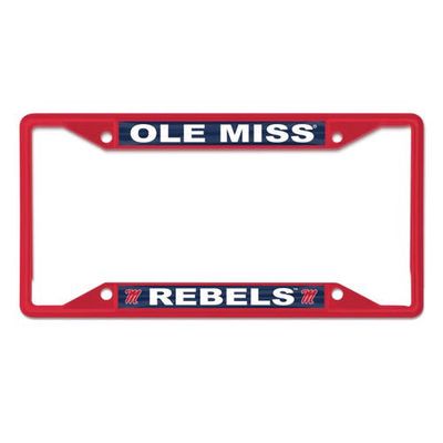 WINCRAFT Ole Miss Rebels Chrome Color License Plate Frame in Red