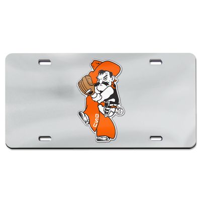 WinCraft Silver Oklahoma State Cowboys Baseball Pete Wind Up Laser Cut Acrylic License Plate