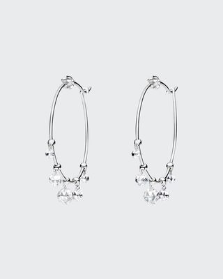 Wind Chimes Hoop Earrings in 18K White Gold & White Diamonds