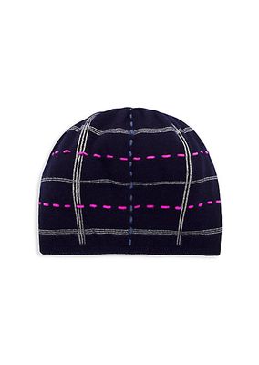 Windowpane Cashmere Reversible Beanie