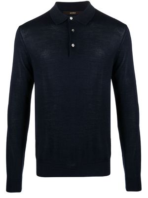 Windsor logo-tag long-sleeved polo shirt - Blue