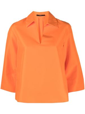 Windsor plain cotton-silk flared blouse - Orange