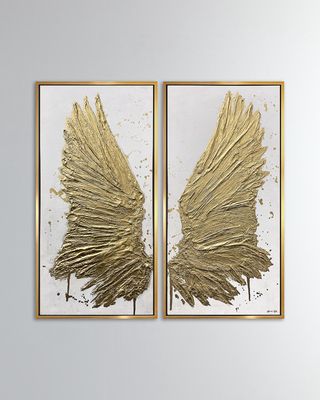 'Wings Inspiration Diptych" Hand-Embellished Giclee