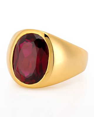 Winnie 14K Gold Large Pinky Signet Red Garnet Ring