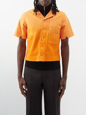 Winnie New York - Cuban Cotton-blend Short-sleeved Shirt - Mens - Orange