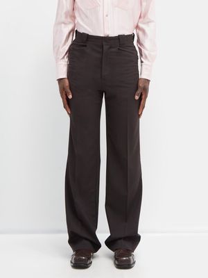 Winnie New York - High-rise Wool Straight-leg Suit Trousers - Mens - Brown