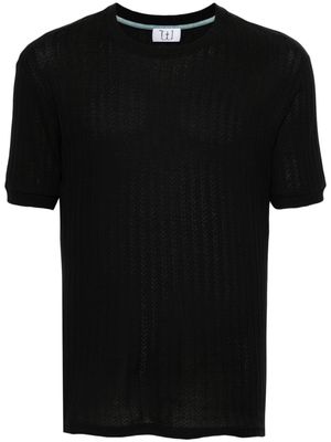 Winnie NY pointelle-knit cotton T-shirt - Black