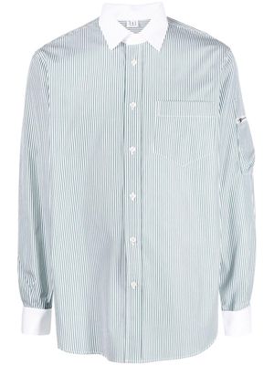 Winnie NY vertical-stripe print cotton shirt - White