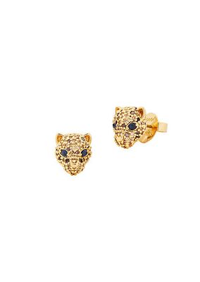 Winter Carnival Gold-Plated & Cubic Zirconia Leopard Stud Earrings