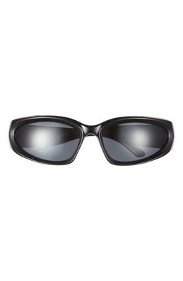 Wisdom Frame 5 Rectangular Sunglasses in Black/Black 