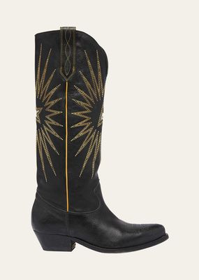 Wish Star Embroidered Leather Western Boots