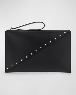 Wispy Large Rockstud Leather Clutch Bag