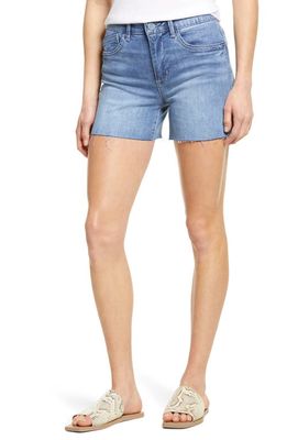 Wit & Wisdom 'Ab'Solution Distressed High Waist Raw Hem Denim Shorts in Light Blue Vintage