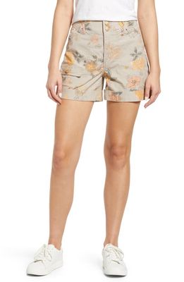 Wit & Wisdom 'Ab'Solution Floral Print Sky Rise Shorts in Dutp-Dusty Taupe