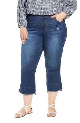 Wit & Wisdom 'Ab'Solution Fray Hem Kick Flare Jeans in Blue Vintage