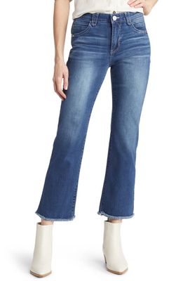 Wit & Wisdom 'Ab'Solution High Waist Raw Hem Ankle Flare Jeans in Mid Blue