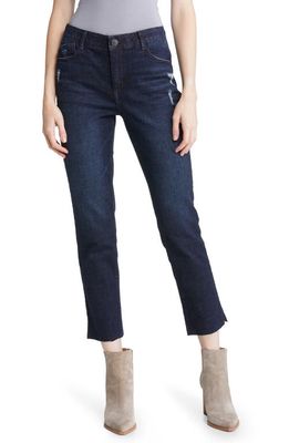 Wit & Wisdom 'Ab'Solution High Waist Raw Hem Slim Straight Leg Jeans in Dinv-Dark Indigo Vintage