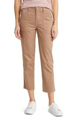Wit & Wisdom 'Ab'Solution Patch Pocket High Waist Crop Straight Leg Pants in Peanut Butter