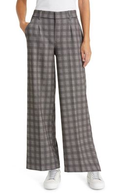 Wit & Wisdom 'Ab'Solution Skyrise Plaid Pleated Wide Leg Trousers in Brown Multi