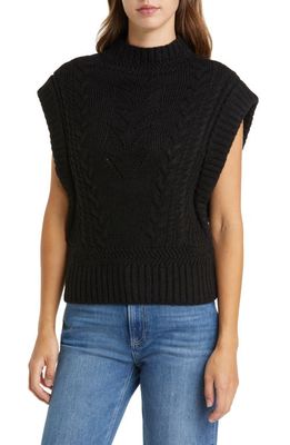 Wit & Wisdom Cable Stitch Mock Neck Sweater Vest in Bk-Black