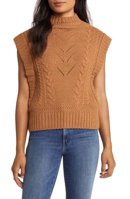 Wit & Wisdom Cable Stitch Mock Neck Sweater Vest in Nutmeg