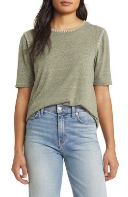 Wit & Wisdom Embroidered Relaxed Fit T-Shirt in Heather Pesto