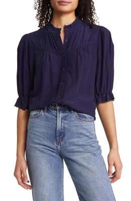Wit & Wisdom Eyelet Accent Blouse in Navy