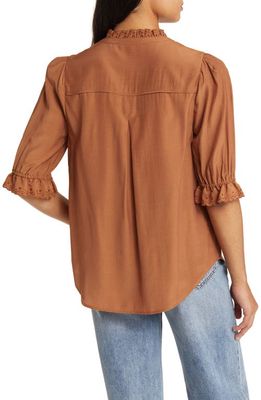 Wit & Wisdom Eyelet Accent Blouse in Nutmeg