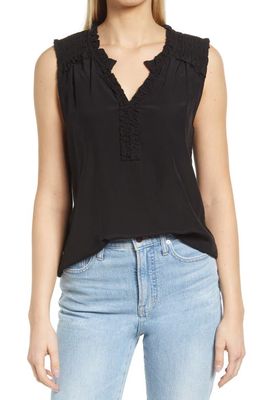 Wit & Wisdom Frill Detail Sleeveless Top in Black