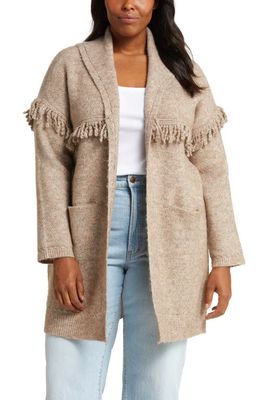 Wit & Wisdom Fringe Yoke Cardigan in Heather Toffee Brown