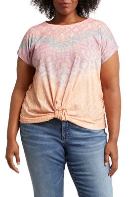 Wit & Wisdom Knot Printed Top in Cantaloupe Multi