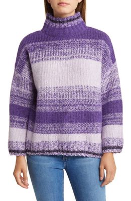 Wit & Wisdom Ombré Stripe Turtleneck Sweater in Mocha Multi