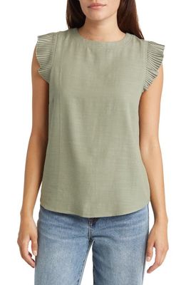 Wit & Wisdom Pleated Cap Sleeve Top in Dried Thyme