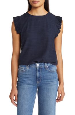 Wit & Wisdom Pleated Cap Sleeve Top in Navy