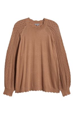 Wit & Wisdom Pointelle Sleeve Sweater in Peanut Butter